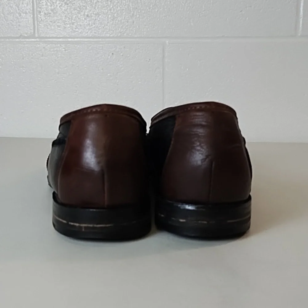 J Murphy Soft Supple Leather Uppers & Soles Black & Brown Tassel Loafers 10N